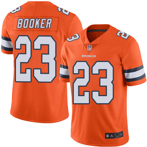 Men Denver Broncos #23 Devontae Booker Limited Orange Rush Vapor Untouchable Football NFL Jersey->denver broncos->NFL Jersey